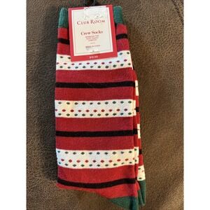 Club Room Men's Novelty Christmas Holiday Crew Socks One Size Holiday Stripes